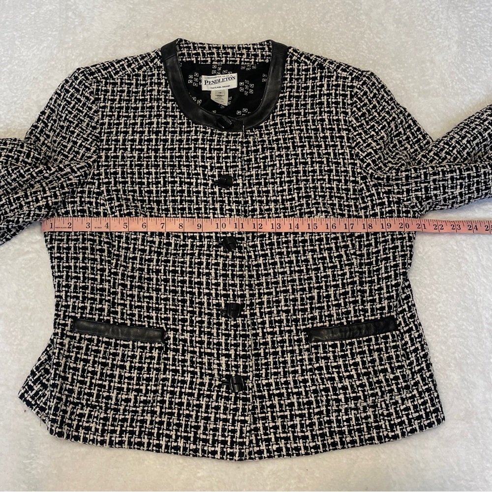 Pendleton Houndstooth Tweed Collarless Mod Preppy… - image 5